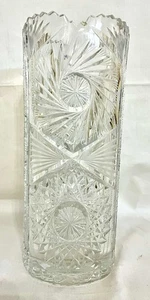 Antike ABP Amerikanische Brillantschliff Kristall Vase 10" Hobstar Pinwheel - Bild 1 von 11