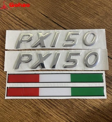 4x SILVER SIDE FAIRING BADGE ITALY DECALS FOR PIAGGIO VESPA VLX PX150 PX-150 - Image 1 of 4