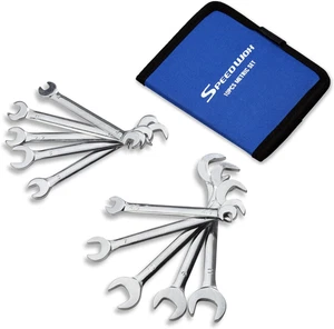 Mini Doppelmaulschlüssel-Set metrisch 4 mm-11 mm 10-teilig superdünn Winkelkopf Spannweite - Bild 1 von 12