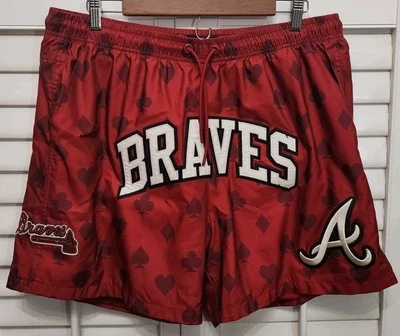 专业标准美国职棒大联盟亚特兰大勇士队刺绣适合 34 英寸 - 40 英寸短裤 2XL  — 第 1/4 张图片