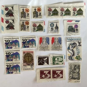 24 Czechoslovakia stamps~1971-1982~folk art~houses~shot put~flautist~bell tower - Picture 1 of 10
