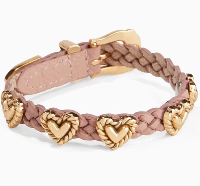 Брайтон розовый веревки золото сердце оплетка бандит браслет - новый с Ярлыками с тканевым мешочком - Изображение 1 из 4