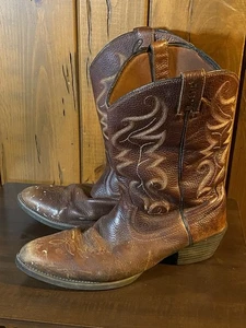 Justin Men's 14 EE Brown Leather Roper Cowboy Work Boots Western Distress Style - Picture 1 of 8
