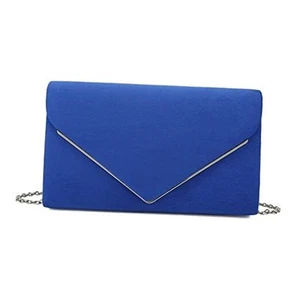 Faux Suede Clutch Bag Elegant Metal Binding Evening Purse for - Picture 1 of 7