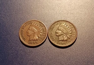 Lot of (2) Fine/better 1894 Indian Head Cents - Picture 1 of 2