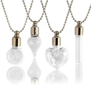 Collier pendentif bouteille remplissable avec chaîne boule pots à souhait - Photo 1/21