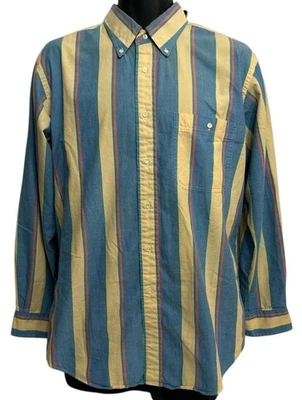 Vtg Lands End Shirt Striped Button Down Mens Large LS Hong Kong RN62830 - Image 1 of 3