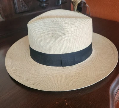 Sombrero de Paja Panamá Genuino J Crew Talla M-L ¡EXCELENTE ESTADO USADO! Foto 1 de 4