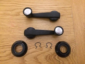 NUEVO Par de manijas enrolladoras de ventana Fiat 500 127 128 X1/9, biseles y clips negros - Imagen 1 de 1