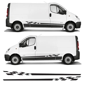 Check Seitenstreifen Aufkleber Sticker Vinyl Kit passt Vauxhall Vivaro SWB Van Camper - Bild 1 von 3