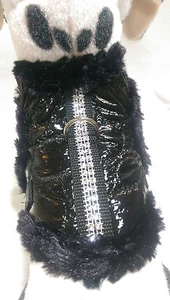 Pettorina morbida calda foderata pettorina pettorina per cani nera collare XS-M - Foto 1 di 26