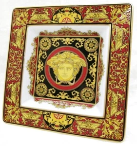 Versace Rosenthal Collaboration Medusa Ashtray Accessory Tray 13 cm Red Gold - Picture 1 of 8
