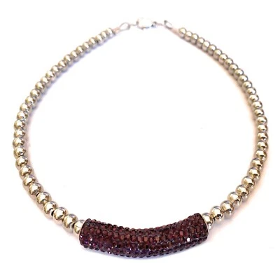 Collana tennis swarovski da uomo donna in acciaio inox catenina lunga 40 cm di - Immagine 1 di 4