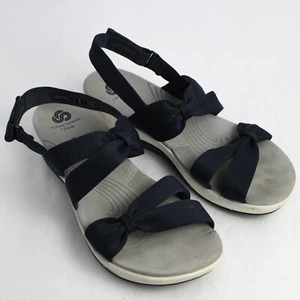 Clarks Cloudsteppers Women's Sandals Size 9.5 Navy Blue Adjustable Straps - Picture 1 of 5