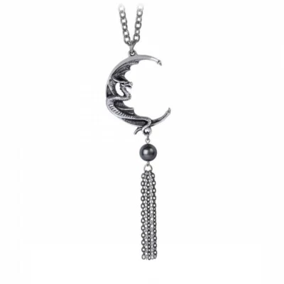 Drachen Mond Moon Anhänger Talisman Halbmond Dragon Drache Gothic ALCHEMY P865 - Bild 1 von 3