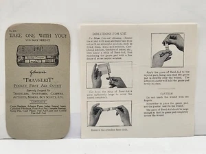 1920's Johnson & JohnsonFirst Aid Travel Kit Ad & Band-Aid Instructions Folder - Picture 1 of 3