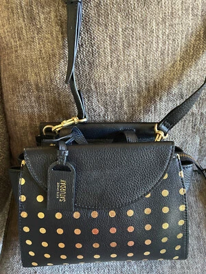 KATE SPADE Saturday Bolso Cartera Cuero Negro Lunares Dorado Bandolera Foto 1 de 4