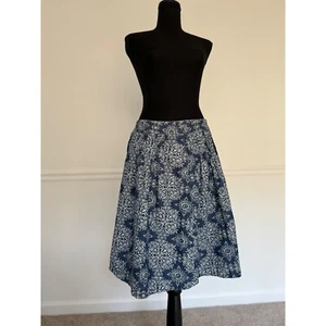 Ann Taylor LOFT denim Midi Skirt A-Line Floral Print Casual Size 6 - Foto 1 di 7