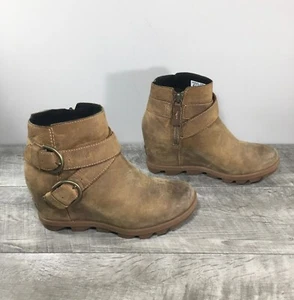 Mujer Sorel NL3490 Joan of Arctic Wedge II Impermeable Cuero Hebilla Botas 7.5 - Imagen 1 de 9