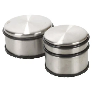 Heavy Duty Door Stopper Stainless Steel Stop Round Rubber Floor Protector NEW - Picture 1 of 7