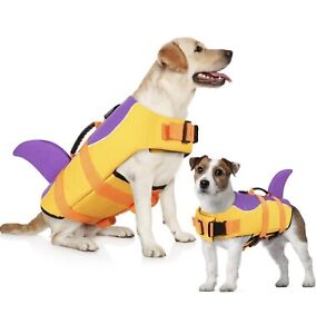 For Pets Dog Life Jacket Swimming Safety Vest Reflective Stripe & Pull Handle- M
