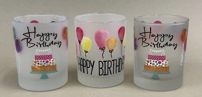 culver frosted happy birthday double old fashioned glasses (set of 3) 4" tall - Image 1 of 4