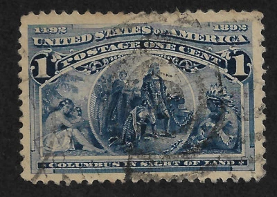 US # 230 (1893) 1c - Used - XF+ - Columbus in Sight of Land  - Image 1 of 2