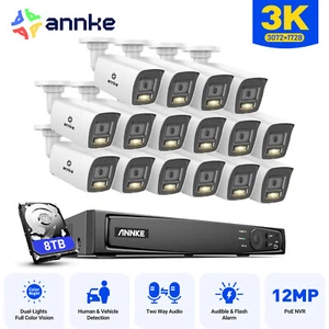ANNKE 16CH 12MP NVR 3K POE Full Color Night Security Camera System 2-Way Audio - Picture 1 of 25