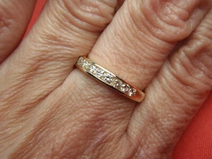 0,50 kt natürlicher Diamant 12 Steine Jubiläumsring 14 K massives Gelbgold Größe 6 3/4 - Bild 1 von 22