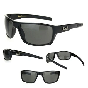 Locs Mens All Black Narrow 90s Biker Cholo Gangster Plastic Warp Sunglasses - Picture 1 of 5