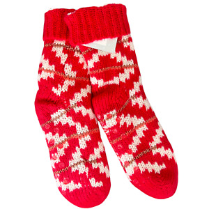 AnyBody Unisex Pull-on Nordic Knit Socks Scarlet Red Large/X-Large Size  