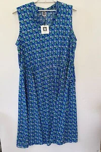 Anne Klein Damen blau Lapis Kombi bedruckt ärmelloses Kleid 2X - Bild 1 von 10