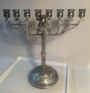 Antik Vintage Chanukka Chanukka Menora 800 Silber Judaica - Bild 1 von 17