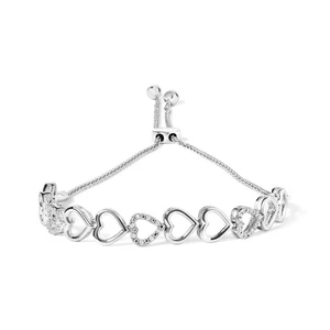 .925 Sterling Silver 1/10 Cttw Diamond Bracelet (I-J Color, I2-I3 Clarity) - Picture 1 of 6