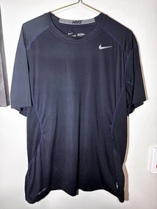 RARE Nike Men Pro Combat Dri-Fit Tee T Shirt BLUE Navy Fitted Size XL Slim Fit - Picture 1 of 3