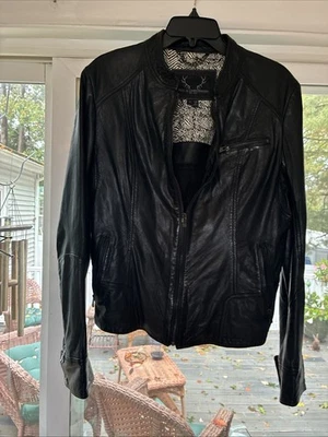 Chaqueta de moto de cuero BOD CHRISTENSEN para mujer XL NO probablemente una L negra.  Slim Foto 1 de 4