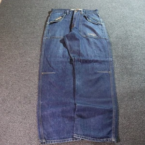 VTG 90s AKADEMIKS BAGGY HIPHOP UTLITY SKATER DENIM BLUE JEANS 30X32 - Picture 1 of 8