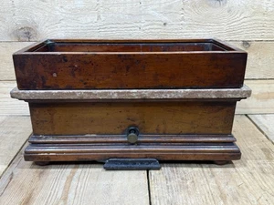 Báscula de madera farmacéutica vintage sin marca con tapa de granito boticario RX - Imagen 1 de 10