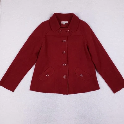 Merona Wool Blend Coat L Red Button Front Peacoat Jacket Winter Outerwear - Image 1 of 4