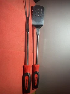 SNAP-ON Tools (BBQ GRILL TOOLS) -Meat Fork & Spatula / Red and Black Handles! - Picture 1 of 6