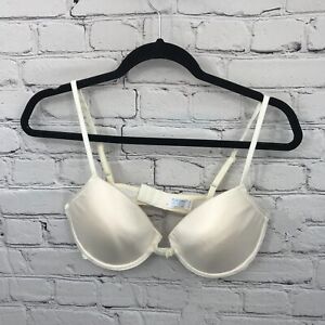 Lily of France Bra Womens 36D Ivory Balconette Push Up Underwired Front Closure