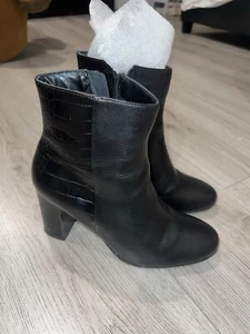 DUNE Leather Black Boots, Barely Worn! Size 6.5/7 - Picture 1 of 6