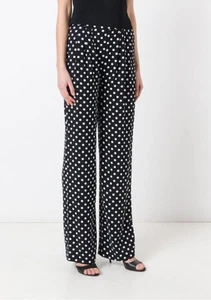 MICHAEL MICHAEL KORS DAMEN POLKA-PUNKT CREPE WEITBEINIGE HOSE 8 UK - Bild 1 von 9