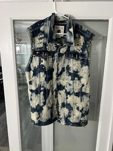 smoke rise/distressed/bleached/cut denim jacket /Vest size XXL Blue Jean Jacket - Picture 1 of 4