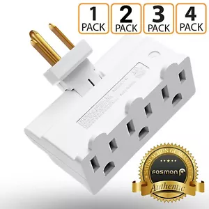 Grounded Swivel 3 Outlet Indoor Wall Tap Power Adapter AC Plug Mini [ETL Listed] - Picture 1 of 11