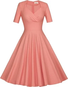 MUXXN Women's pink 50s Retro Solid Swing Dress m worn once perfect condition - Bild 1 von 5