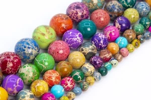 Rainbow Sea Sediment Imperial Jasper Grade AAA Round Loose Beads 4/6/8/10/12MM - Picture 1 of 13