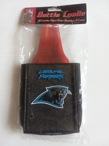 NFL Carolina Panthers 3D Logo Black Bottle / Can Cooler Koozie COOLIE 12oz cans Cover