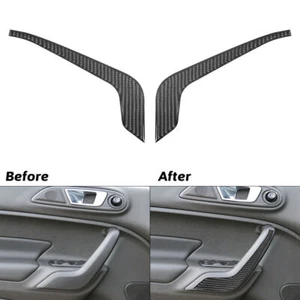 2Pcs Carbon Fiber Door Pull Handle Panel Frame Trim Cover For Ford Fiesta 11-15  - Picture 1 of 9