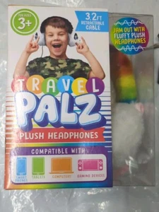 New Travel Palz Children’s Plush Headphones Unicorn 3.2ft Retractable Cable - Picture 1 of 4